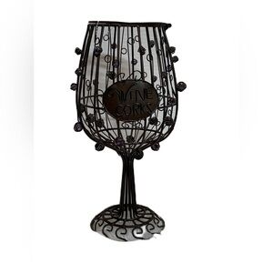Bronze Metal Wine Cork Goblet Shaped Cage 1 Foot Tall. EUC